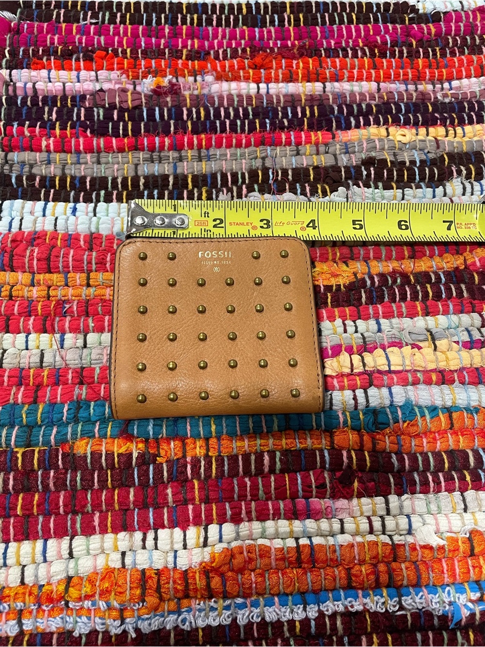 Fossil Brown Studded Leather Bifold Wallet